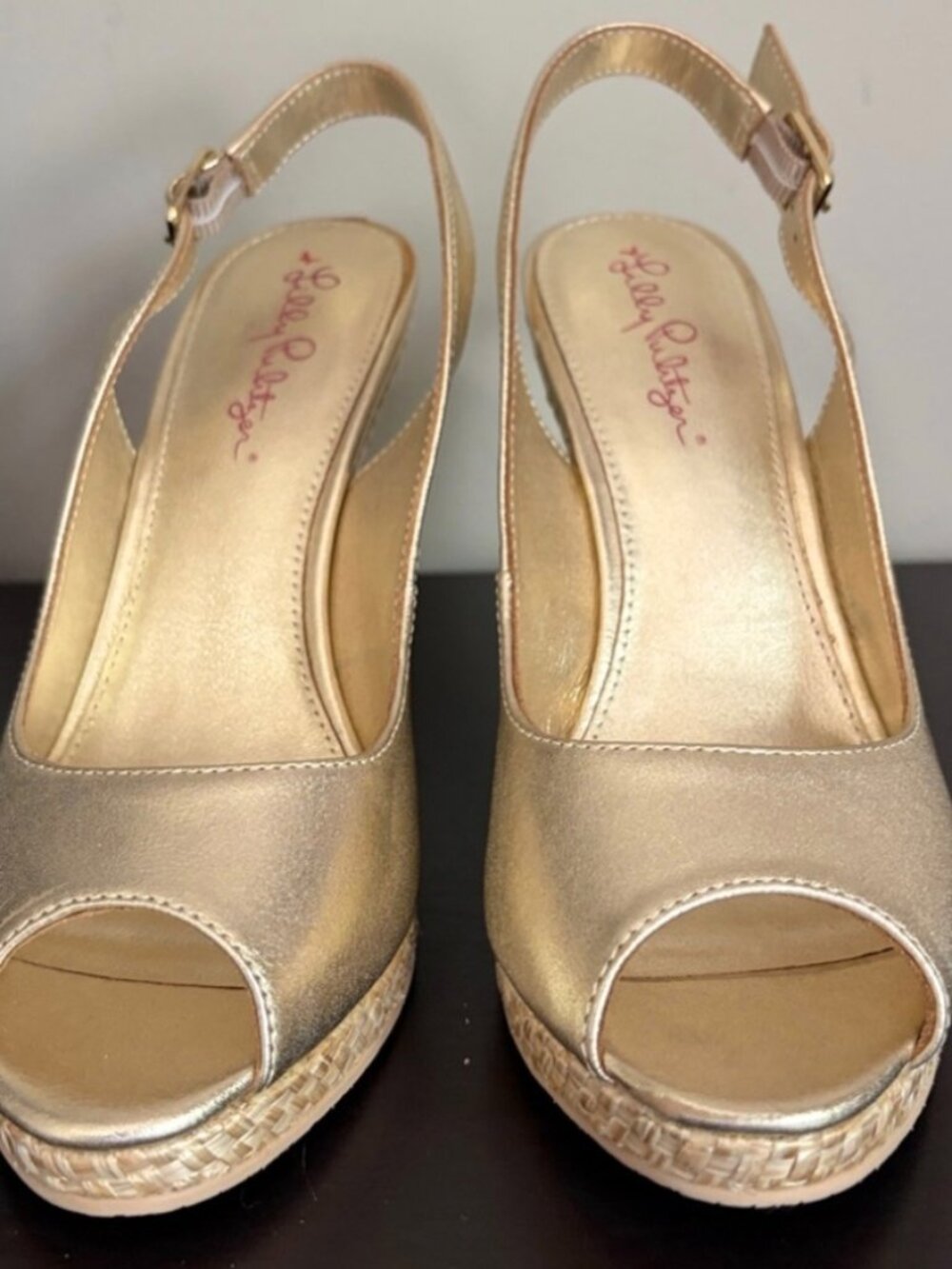 Lilly Pulitzer Gold Wedges Good Condition